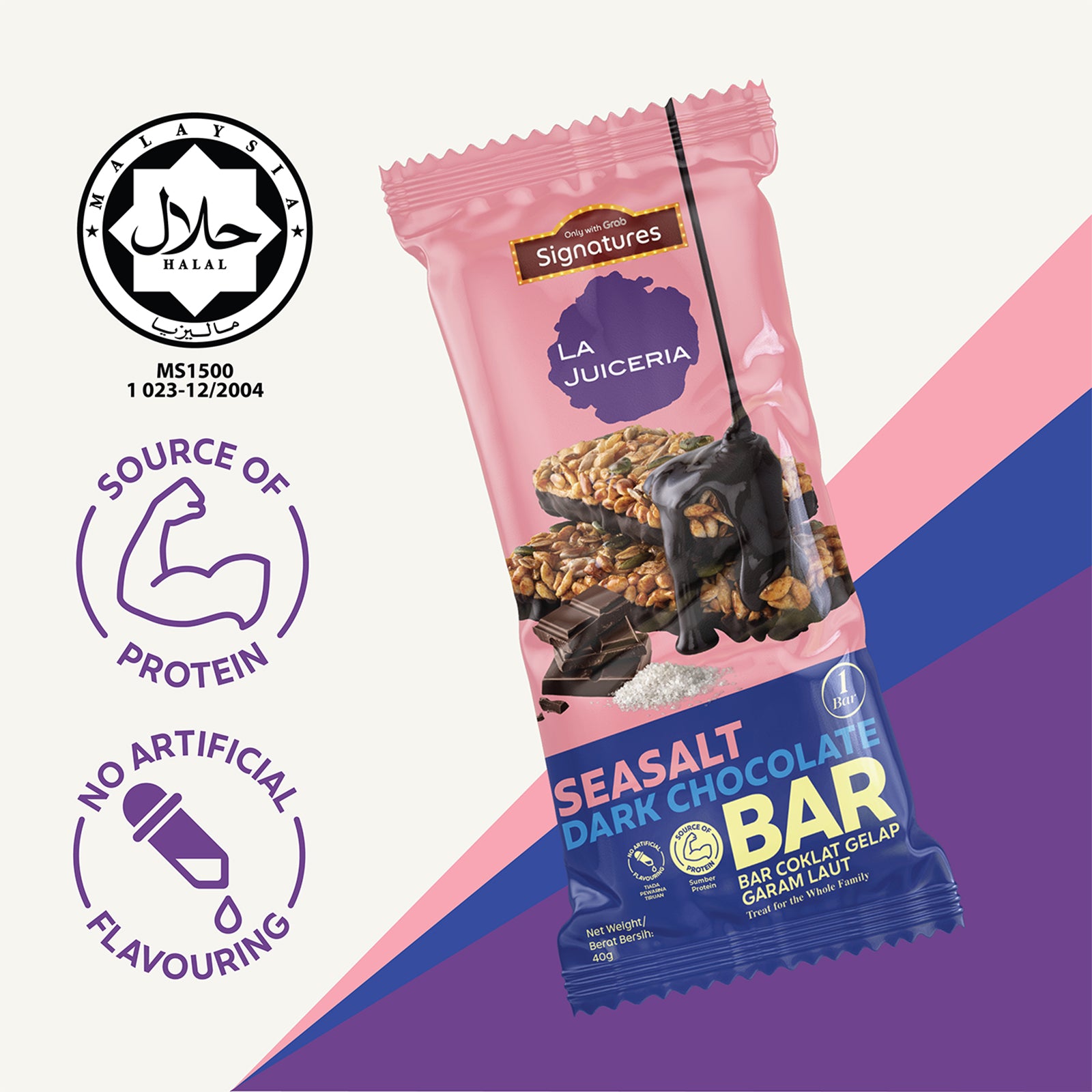 Grab Signatures La Juiceria Sea Salt Dark Chocolate Bar 40g