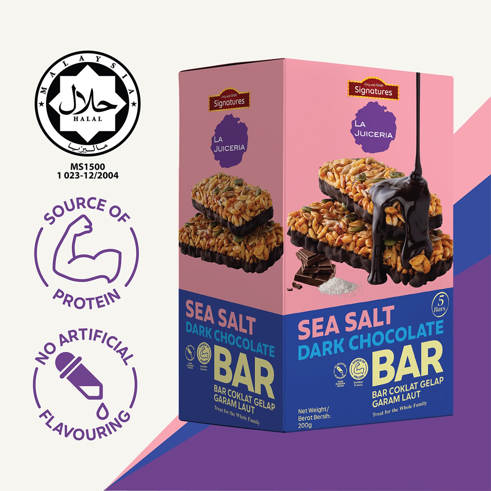 Grab Signatures La Juiceria Sea Salt Dark Chocolate Bar 40g