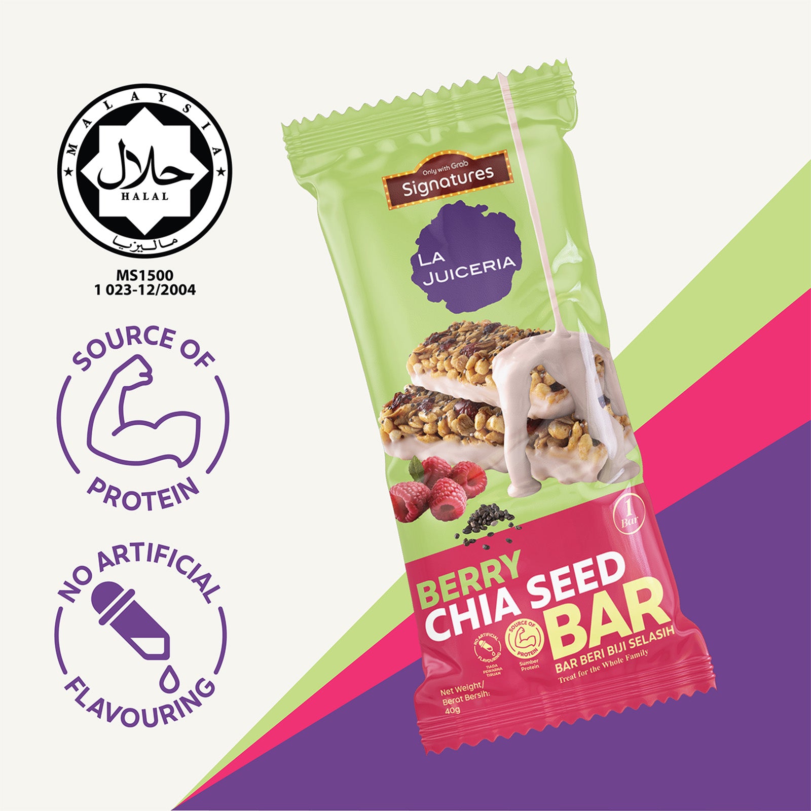 Grab Signatures La Juiceria Berry Chia Seed Bar 40g