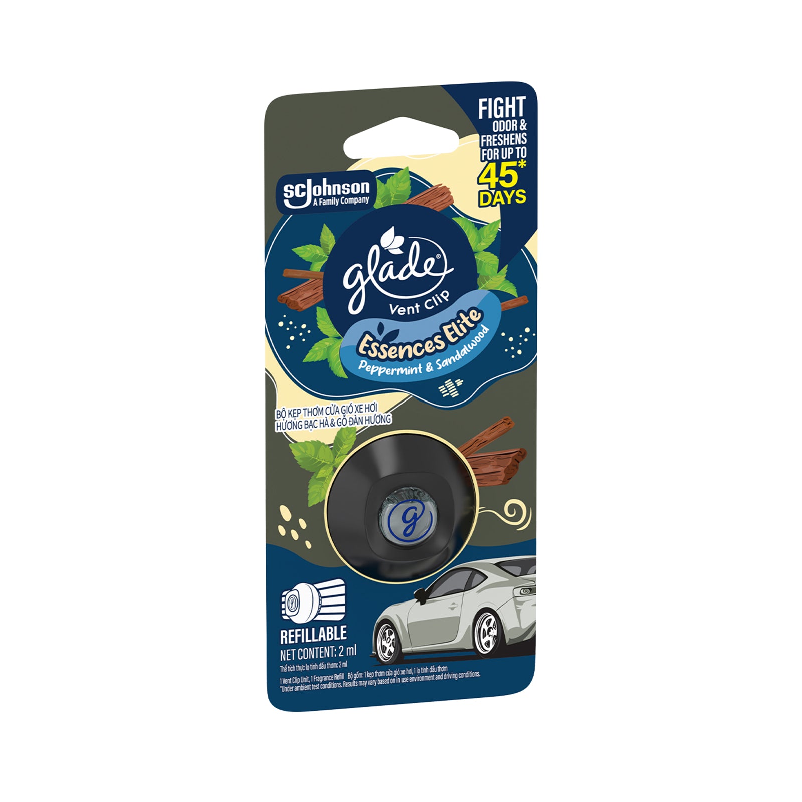 Glade Vent Clip Peppermint and Sandalwood Starter Kit 2ml