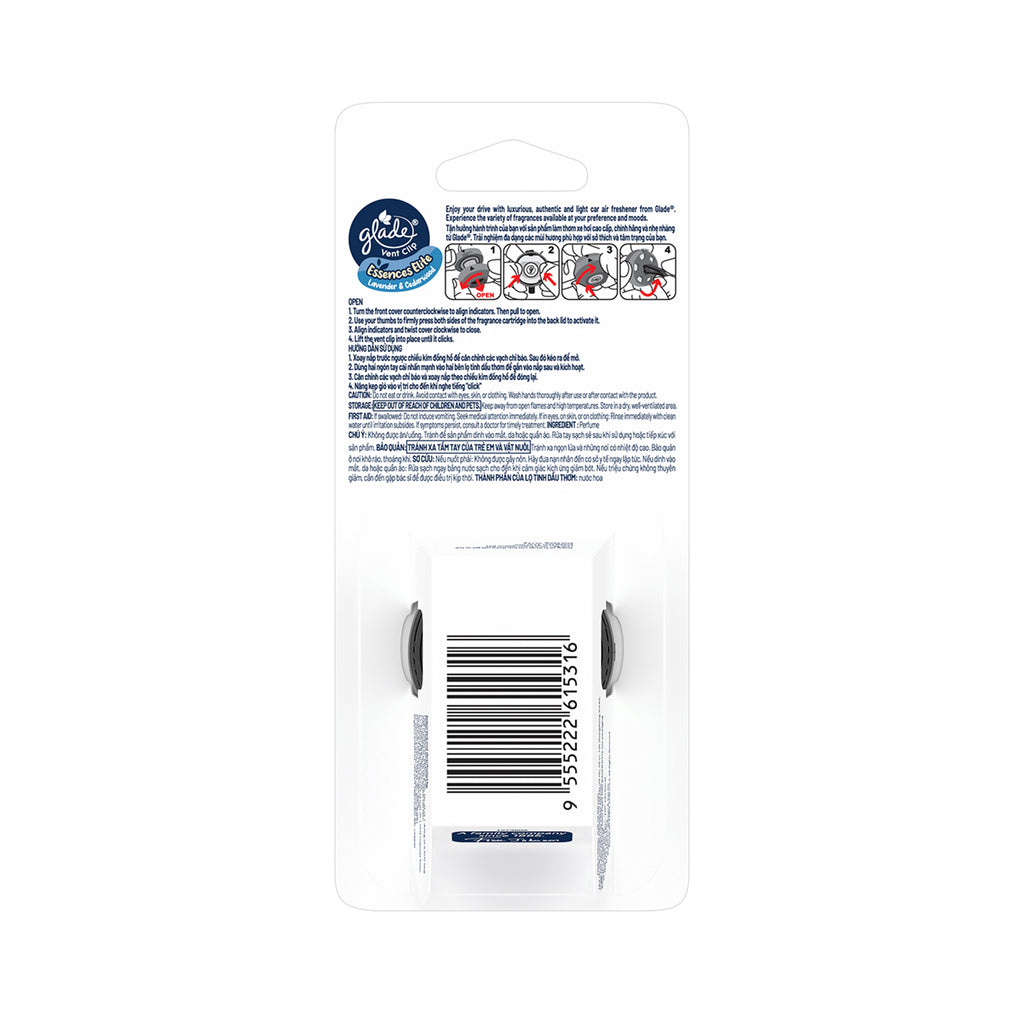 Glade Vent Clip Lavender and Sandalwood Starter Kit 2ml