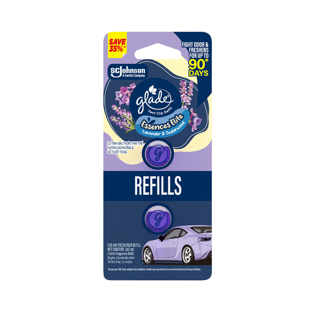 Glade Vent Clip Lavender and Sandalwood Refill 2ml x 2