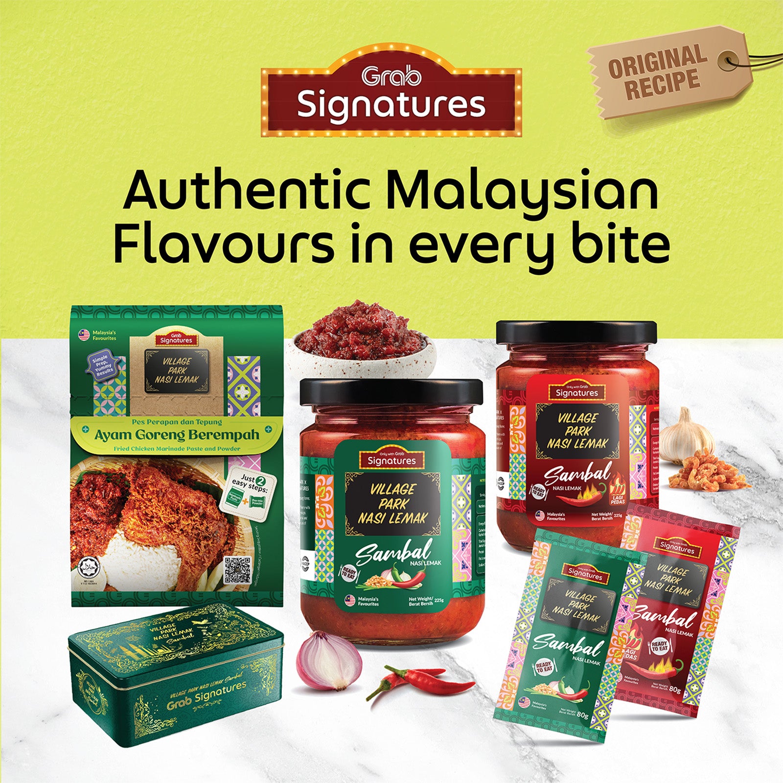 Grab Signatures Village Park Nasi Lemak Vegan Sambal Jar 225g