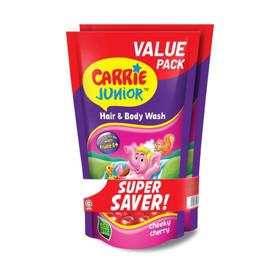 Carrie Junior Hair & Body Wash Cheeky Cherry Refill Twin Pack 450g