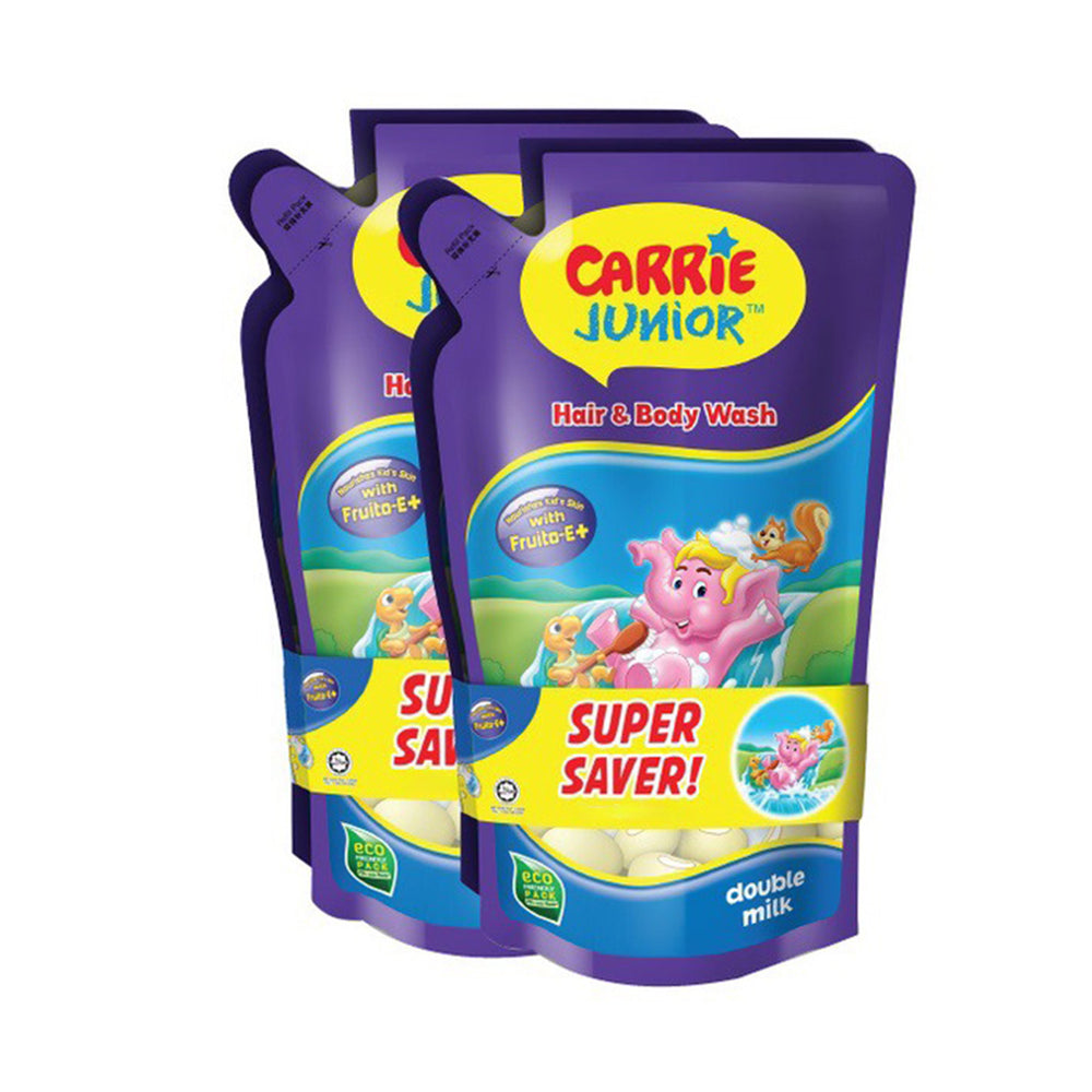 Carrie Junior Hair & Body Wash Double Milk Refill Twin Pack 450g