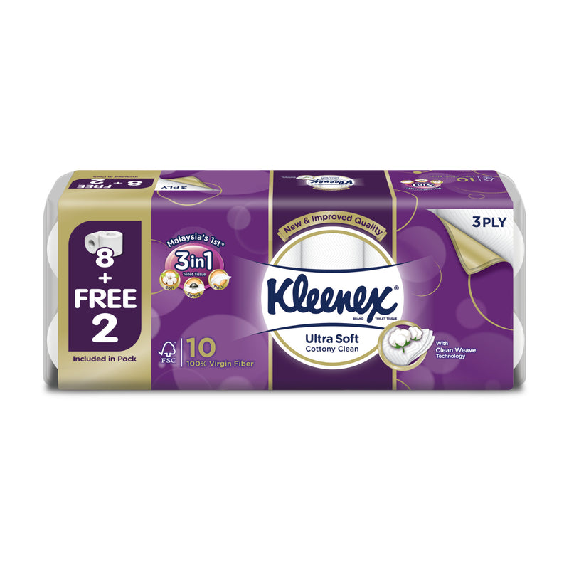 Kleenex Clean Care Toilet Tissue 8+2 rolls