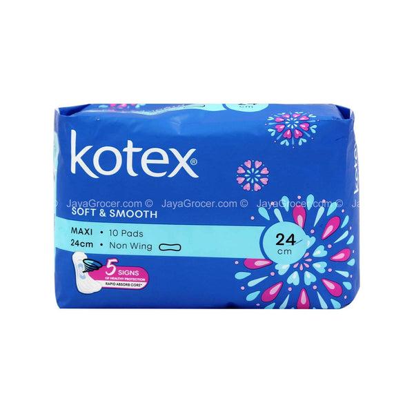 Kotex Soft and Smooth Maxi Non Wing Pad 24cm x 10