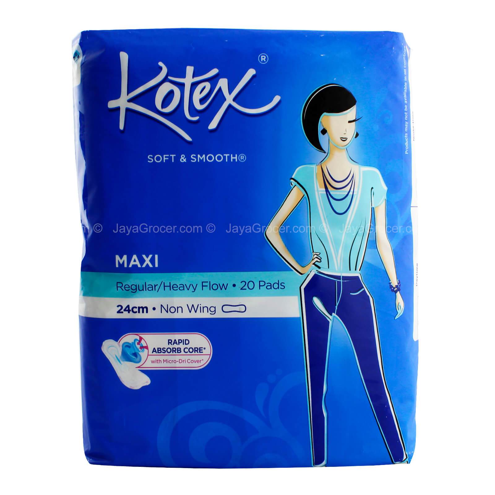 Kotex Soft & Smooth Maxi Non Wing Pad 24cm x 20