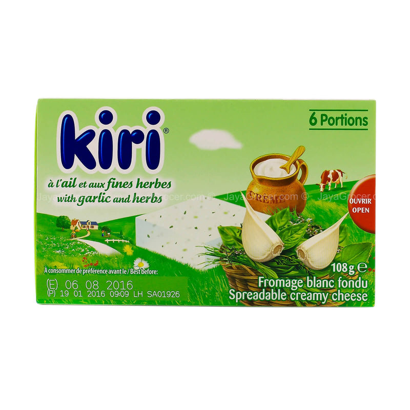 Kiri Spreadable Creamy Cheese with Garlic and Herbs 108g