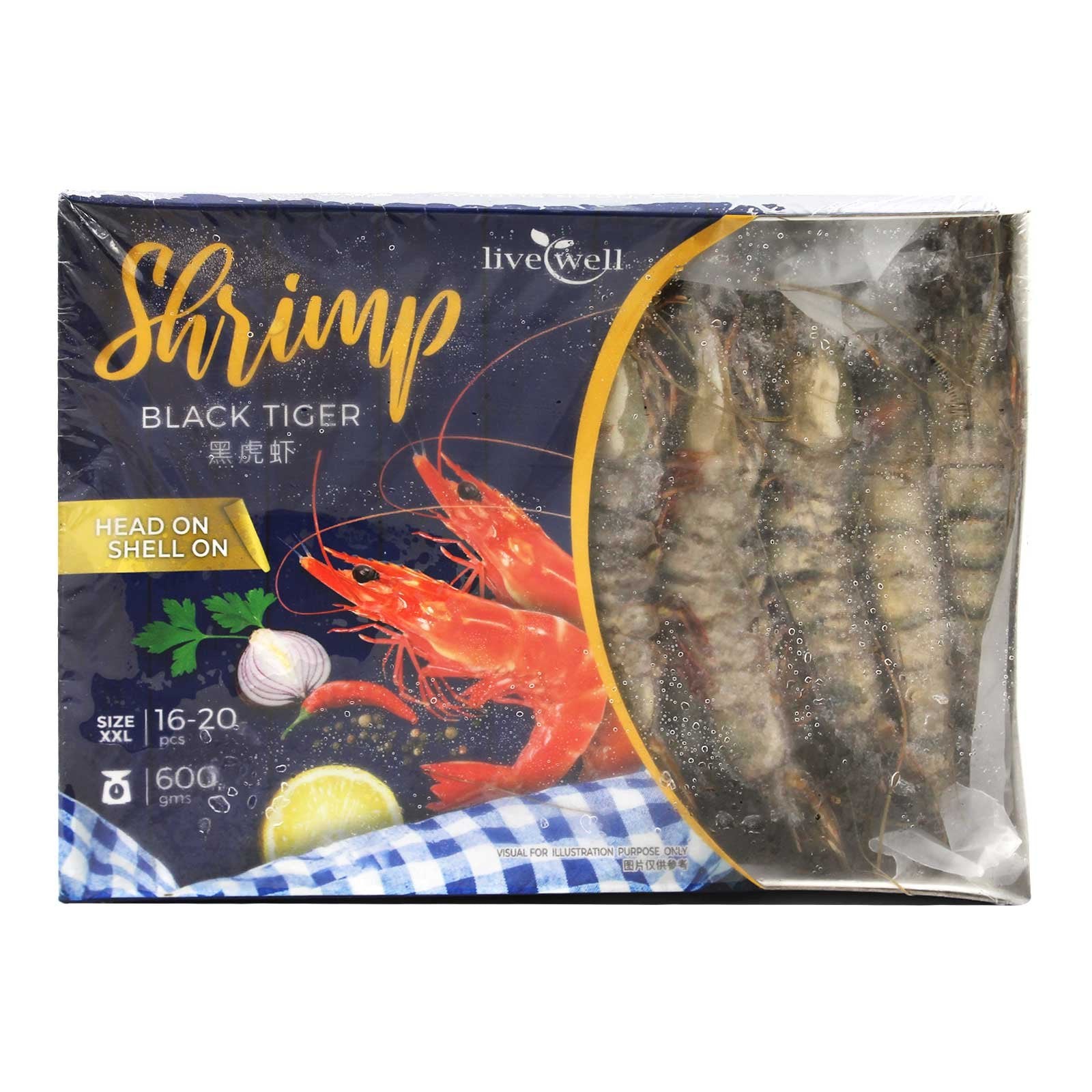 LW BLACK TIGER PRAWN HOSO 600GM