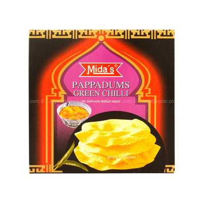 Mida’s Pappadums Green Chilli 110g