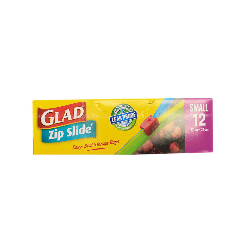 Glad Zip Slide Easy-Seal Storage Bags Small 17cm x 21cm 12bags