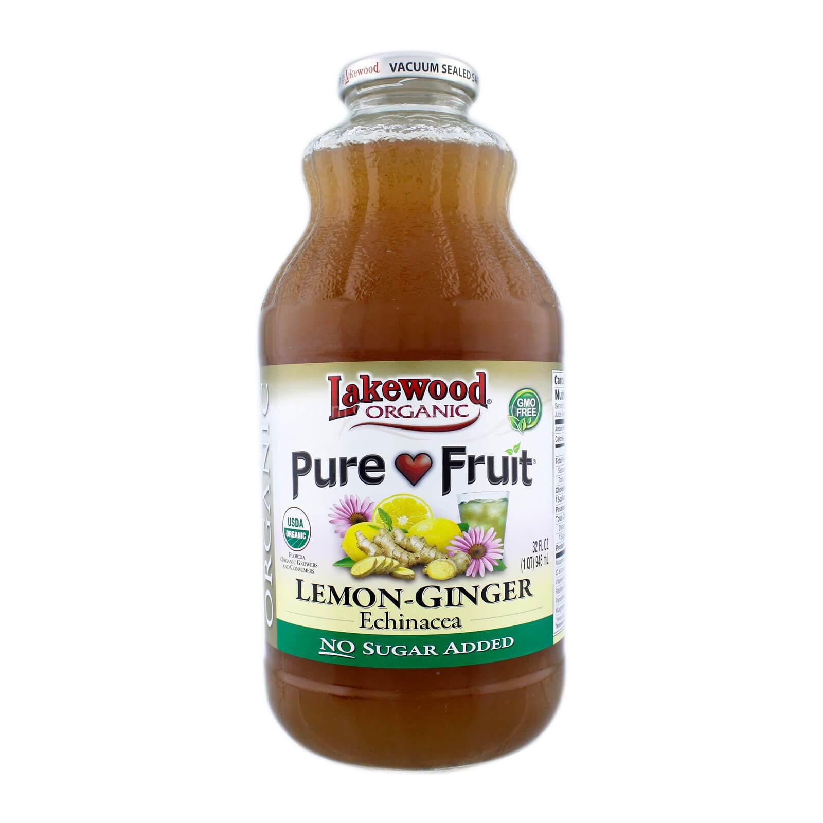 Lakewood Organic Lemon-Ginger Echinacea Pure Fruit Juice 946ml