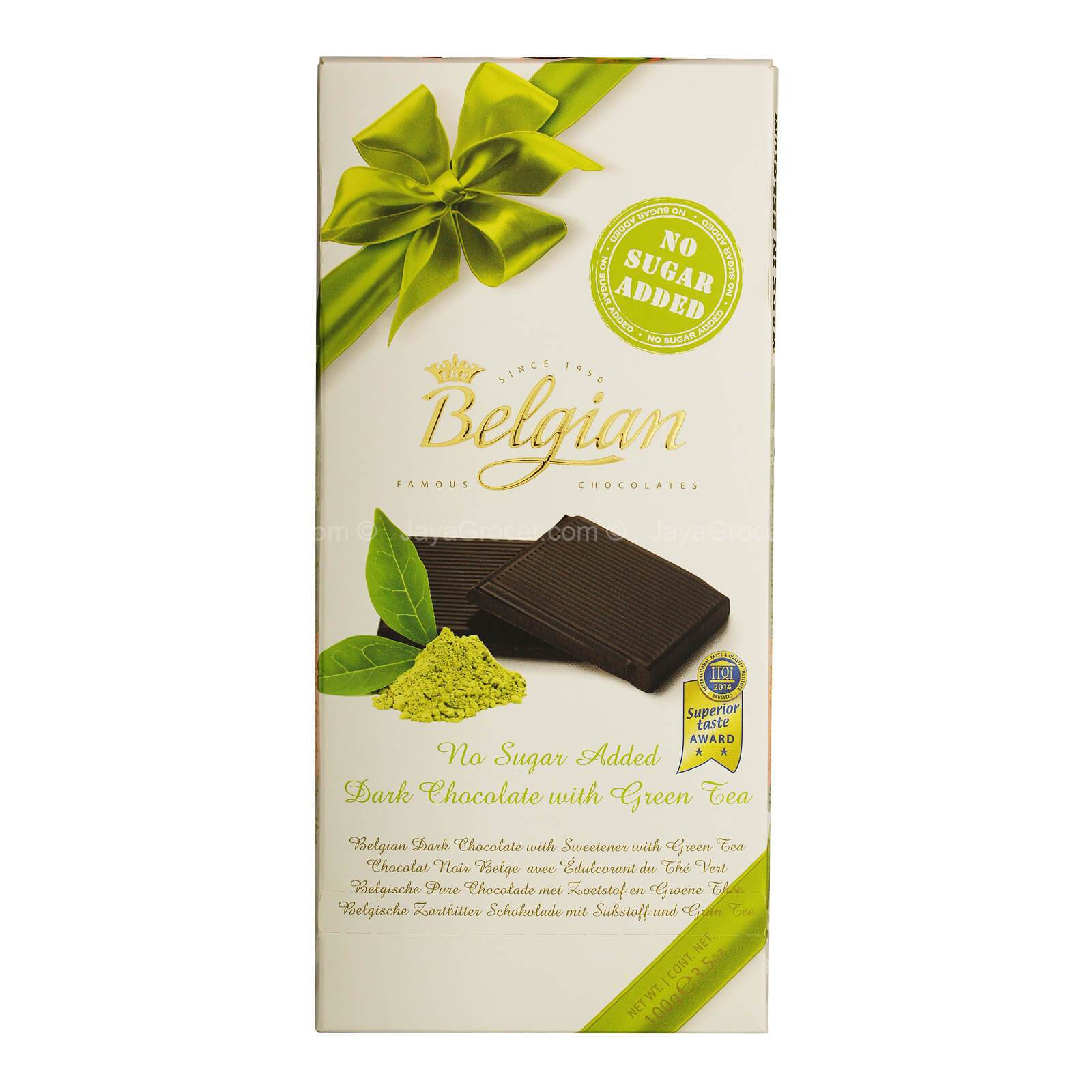 Belgian No Sugar Added Dark Chocolate with Green Tea 100g