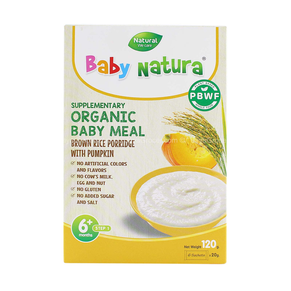Baby Natura Organic Baby Meal Brown Rice Porridge with Pumpkin Step 1 120g