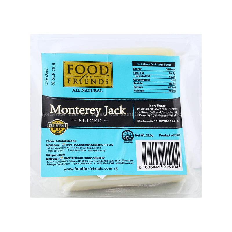 Food for Friends Sliced Monterey Jack Cheese 226g