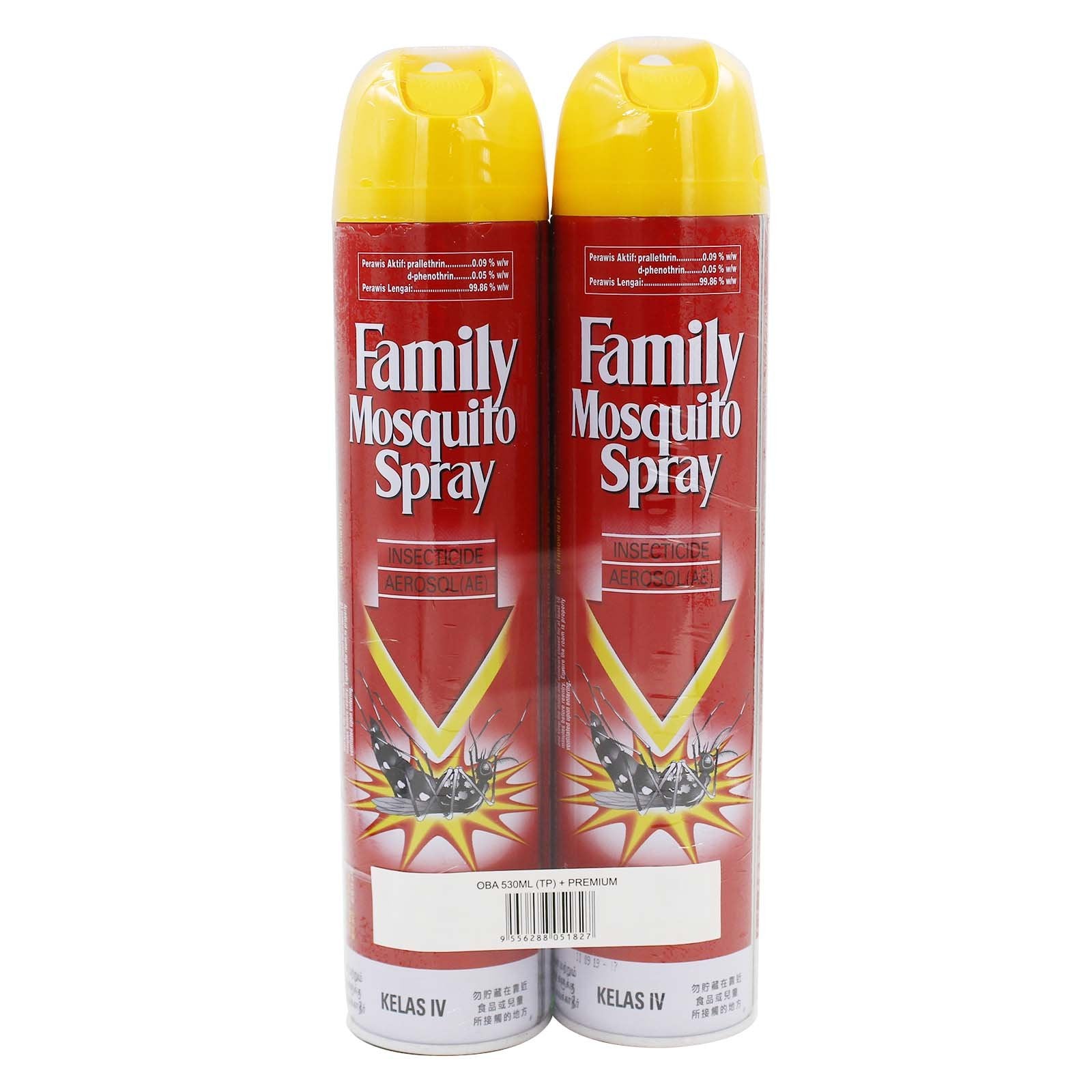 Family Mosquito Spray Aerosol Twin Pack 530ml x 2