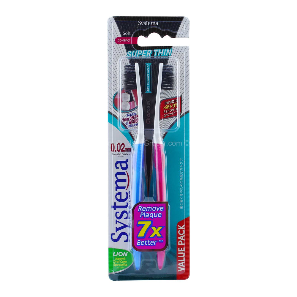 Systema Super Thin Charcoal Toothbrush 2pcs/pack