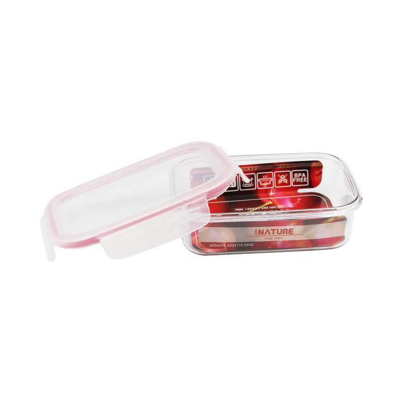 Nature Red Clear Container (Rectangular) 400ml