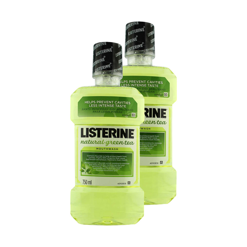 Listerine Green Tea Less Intense Mouth Wash 750ml x 2