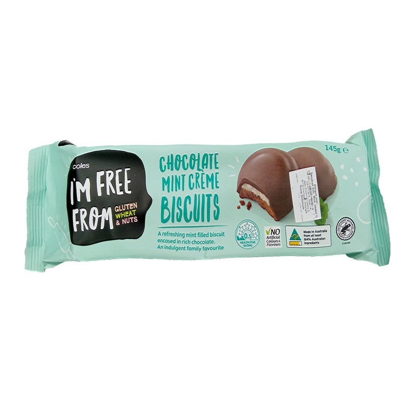 Coles Im Free Chocolate Mint Creme Biscuits 145g