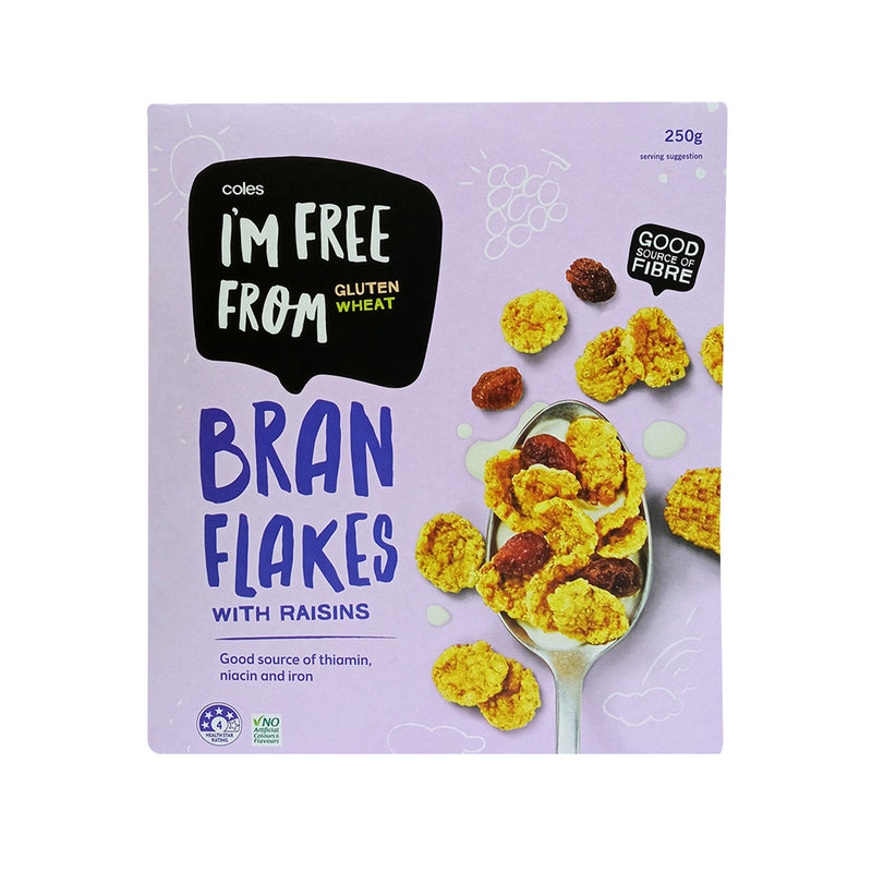 Coles Im Free From Branflakes with Raisins 250g