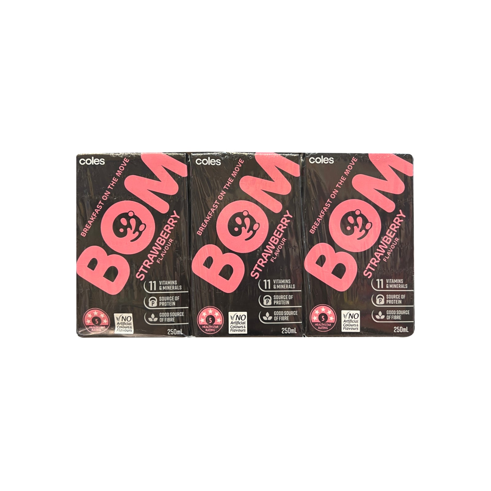 Coles Bom Strawberry Flavoured Liquid Breakfast 250ml